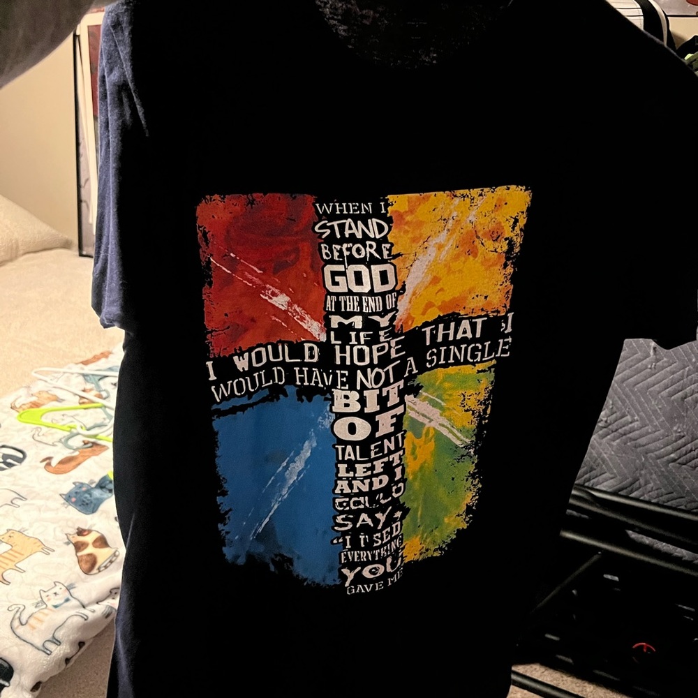 Tultex Black Tee with Colorful Graphic
